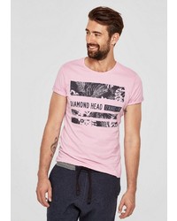 rosa bedrucktes T-Shirt mit einem Rundhalsausschnitt von S.OLIVER RED LABEL