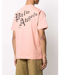 rosa bedrucktes T-Shirt mit einem Rundhalsausschnitt von Palm Angels