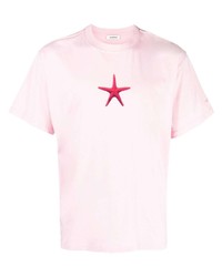 rosa bedrucktes T-Shirt mit einem Rundhalsausschnitt von Sandro