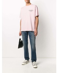 rosa bedrucktes T-Shirt mit einem Rundhalsausschnitt von Golden Goose