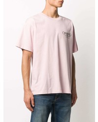 rosa bedrucktes T-Shirt mit einem Rundhalsausschnitt von Golden Goose