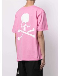 rosa bedrucktes T-Shirt mit einem Rundhalsausschnitt von Mastermind World