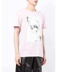 rosa bedrucktes T-Shirt mit einem Rundhalsausschnitt von Alexander McQueen