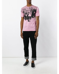 rosa bedrucktes T-Shirt mit einem Rundhalsausschnitt von Junya Watanabe MAN