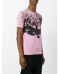 rosa bedrucktes T-Shirt mit einem Rundhalsausschnitt von Junya Watanabe MAN