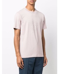 rosa bedrucktes T-Shirt mit einem Rundhalsausschnitt von Brunello Cucinelli