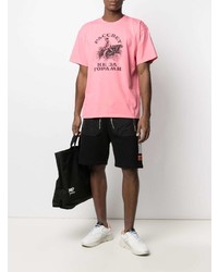 rosa bedrucktes T-Shirt mit einem Rundhalsausschnitt von Gosha Rubchinskiy