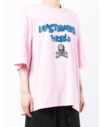 rosa bedrucktes T-Shirt mit einem Rundhalsausschnitt von Mastermind World