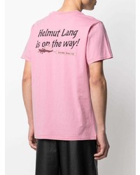 rosa bedrucktes T-Shirt mit einem Rundhalsausschnitt von Helmut Lang