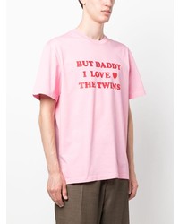 rosa bedrucktes T-Shirt mit einem Rundhalsausschnitt von DSQUARED2