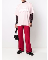 rosa bedrucktes T-Shirt mit einem Rundhalsausschnitt von Vetements