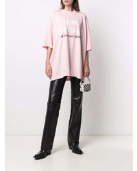 rosa bedrucktes T-Shirt mit einem Rundhalsausschnitt von Vetements