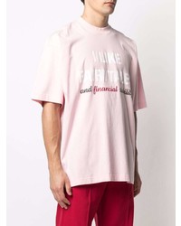 rosa bedrucktes T-Shirt mit einem Rundhalsausschnitt von Vetements