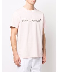 rosa bedrucktes T-Shirt mit einem Rundhalsausschnitt von Moncler