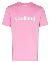 rosa bedrucktes T-Shirt mit einem Rundhalsausschnitt von Soulland