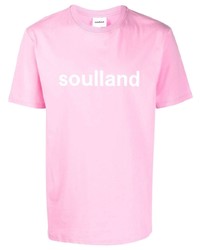 rosa bedrucktes T-Shirt mit einem Rundhalsausschnitt von Soulland