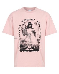 rosa bedrucktes T-Shirt mit einem Rundhalsausschnitt von Students Golf
