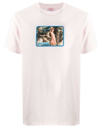 rosa bedrucktes T-Shirt mit einem Rundhalsausschnitt von Supreme