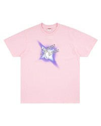 rosa bedrucktes T-Shirt mit einem Rundhalsausschnitt von Supreme