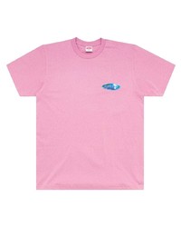 rosa bedrucktes T-Shirt mit einem Rundhalsausschnitt von Supreme