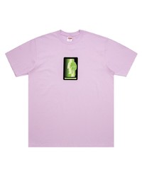 rosa bedrucktes T-Shirt mit einem Rundhalsausschnitt von Supreme