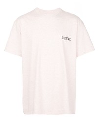 rosa bedrucktes T-Shirt mit einem Rundhalsausschnitt von Supreme