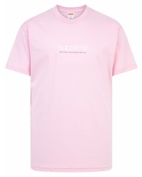 rosa bedrucktes T-Shirt mit einem Rundhalsausschnitt von Supreme