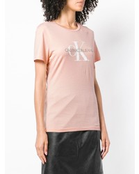 rosa bedrucktes T-Shirt mit einem Rundhalsausschnitt von Ck Jeans