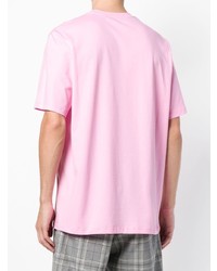 rosa bedrucktes T-Shirt mit einem Rundhalsausschnitt von MSGM