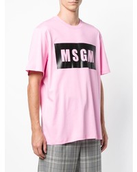 rosa bedrucktes T-Shirt mit einem Rundhalsausschnitt von MSGM