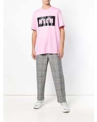 rosa bedrucktes T-Shirt mit einem Rundhalsausschnitt von MSGM