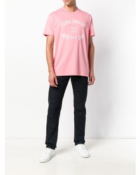 rosa bedrucktes T-Shirt mit einem Rundhalsausschnitt von Cédric Charlier