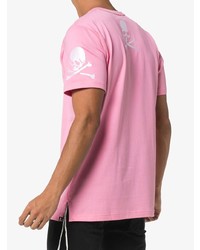 rosa bedrucktes T-Shirt mit einem Rundhalsausschnitt von Mastermind Japan