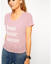 rosa bedrucktes T-Shirt mit einem Rundhalsausschnitt von Asos