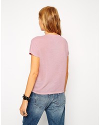 rosa bedrucktes T-Shirt mit einem Rundhalsausschnitt von Asos