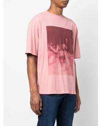 rosa bedrucktes T-Shirt mit einem Rundhalsausschnitt von Diesel