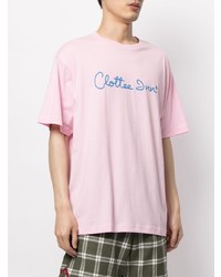 rosa bedrucktes T-Shirt mit einem Rundhalsausschnitt von Clot