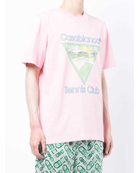 rosa bedrucktes T-Shirt mit einem Rundhalsausschnitt von Casablanca