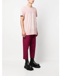 rosa bedrucktes T-Shirt mit einem Rundhalsausschnitt von Rick Owens DRKSHDW