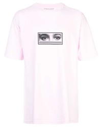 rosa bedrucktes T-Shirt mit einem Rundhalsausschnitt von The Celect