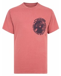 rosa bedrucktes T-Shirt mit einem Rundhalsausschnitt von Travis Scott