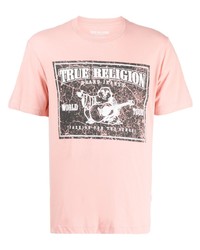 rosa bedrucktes T-Shirt mit einem Rundhalsausschnitt von True Religion
