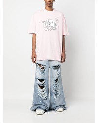 rosa bedrucktes T-Shirt mit einem Rundhalsausschnitt von Vetements