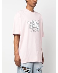 rosa bedrucktes T-Shirt mit einem Rundhalsausschnitt von Vetements