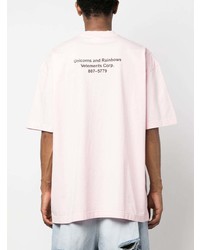 rosa bedrucktes T-Shirt mit einem Rundhalsausschnitt von Vetements