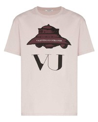 rosa bedrucktes T-Shirt mit einem Rundhalsausschnitt von Valentino