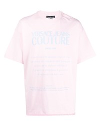 rosa bedrucktes T-Shirt mit einem Rundhalsausschnitt von VERSACE JEANS COUTURE