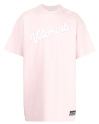 rosa bedrucktes T-Shirt mit einem Rundhalsausschnitt von Vetements