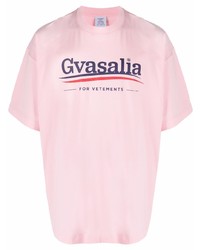 rosa bedrucktes T-Shirt mit einem Rundhalsausschnitt von Vetements