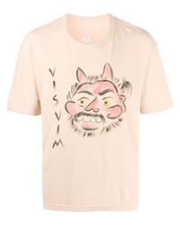 rosa bedrucktes T-Shirt mit einem Rundhalsausschnitt von VISVIM